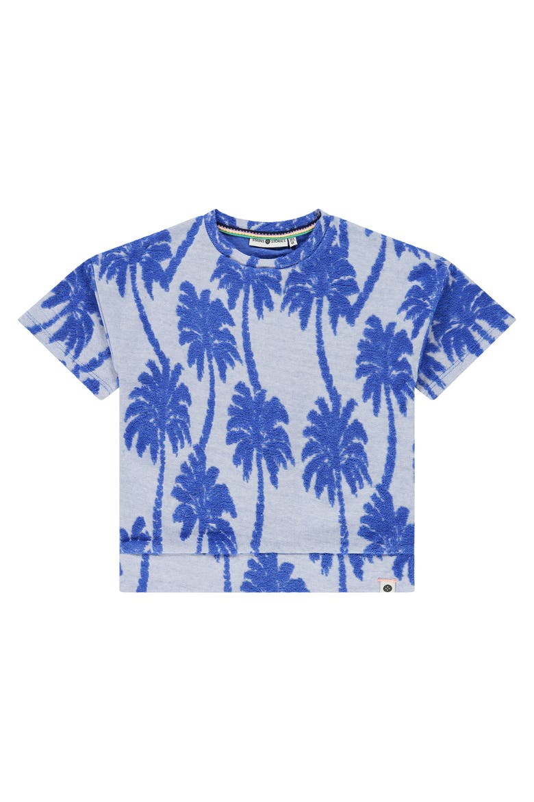 Terry Palm Tree Short Sleeve Sweat Top, Main, color, Royal