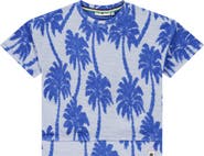 Stains and Stories by Babyface Terry Palm Tree Short Sleeve Sweat Top