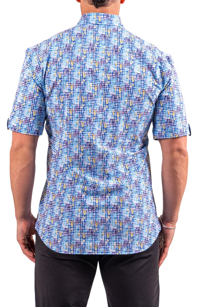 Maceoo Galileo Resistance0324 Blue Short Sleeve Cotton Button-Up Shirt, Alternate, color, 