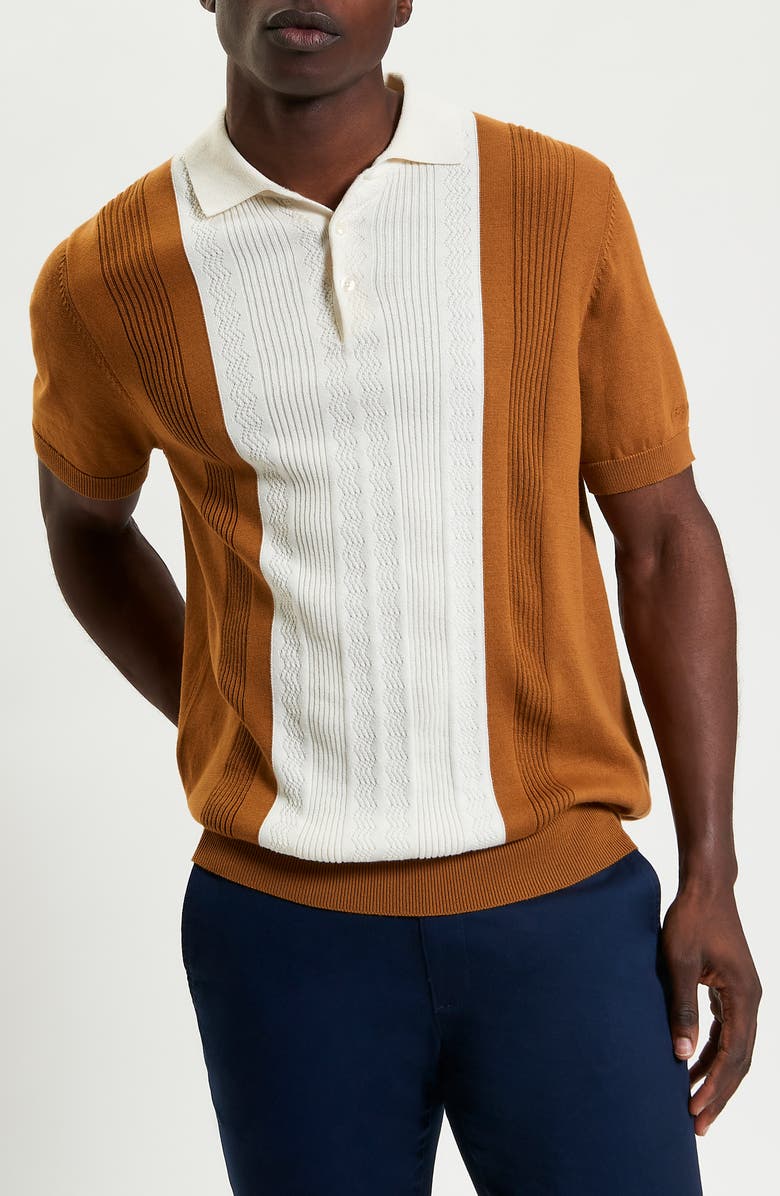 Ben Sherman Textured Block Stripe Knit Polo, Main, color, 