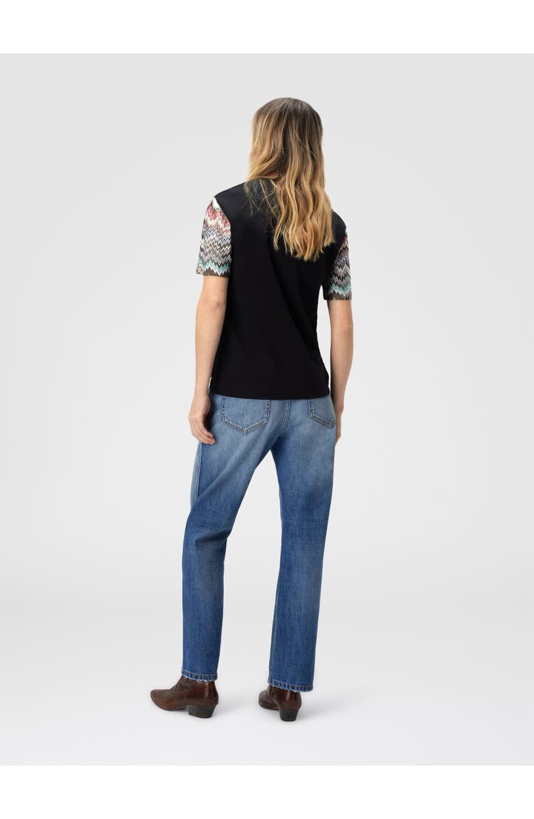 Missoni Short Sleeve T-shirt With Snake Pattern Insert, Alternate, color, Black