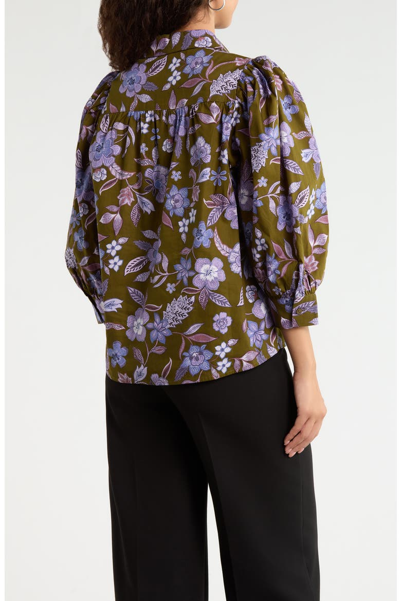 Fae Front Button Shirt, Alternate, color, OLIVE-LAVENDER