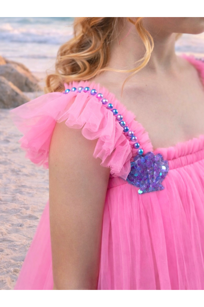 Seaside Sequin Shell Party Dress, Alternate, color, Pink