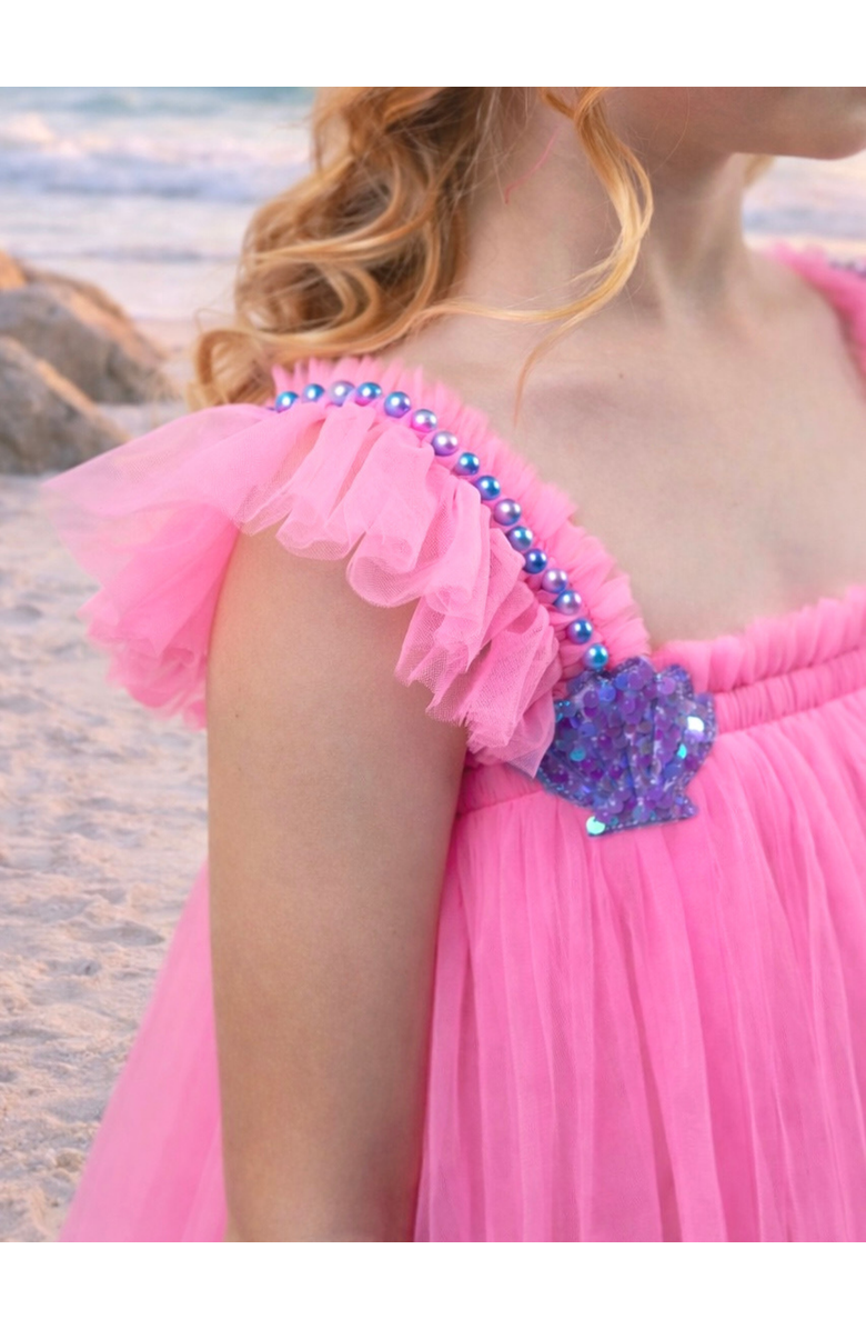 Mia Belle Girls Seaside Sequin Shell Party Dress, Alternate, color, Pink