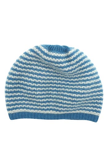 Portolano Stripe Cashmere Beanie In Blue