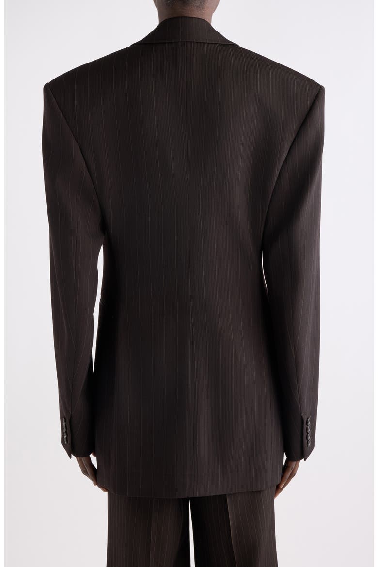 Pinstriped Single Button Jacket, Alternate, color, MARRON/ BEIGE
