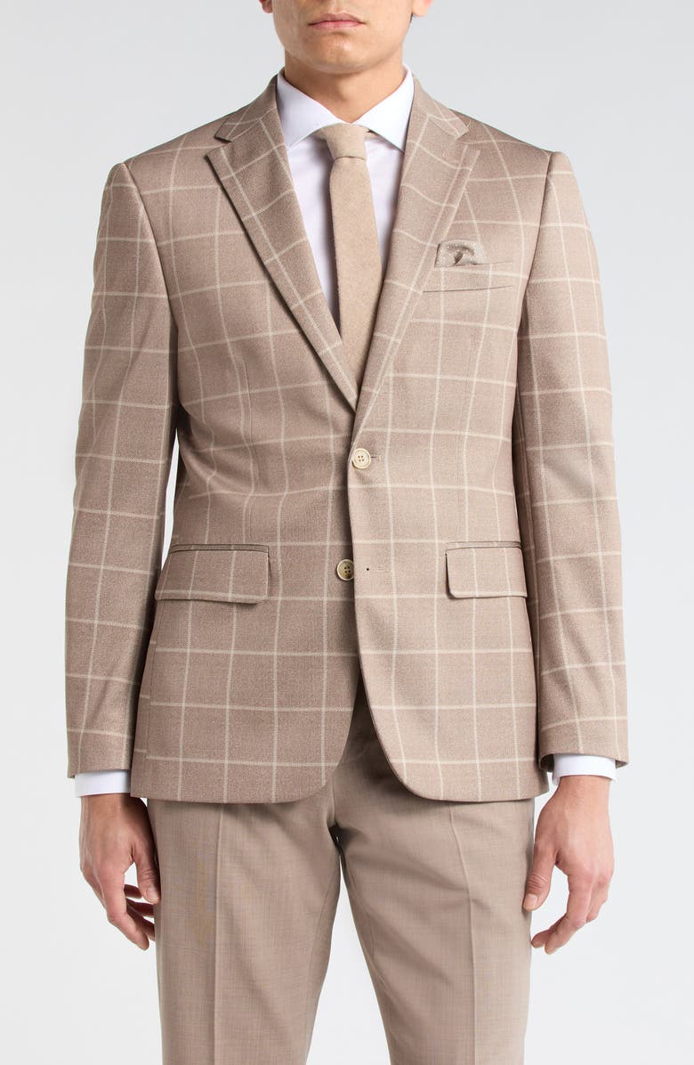 Duchamp Slim Fit Plaid Sport Coat, Main, color, Tan