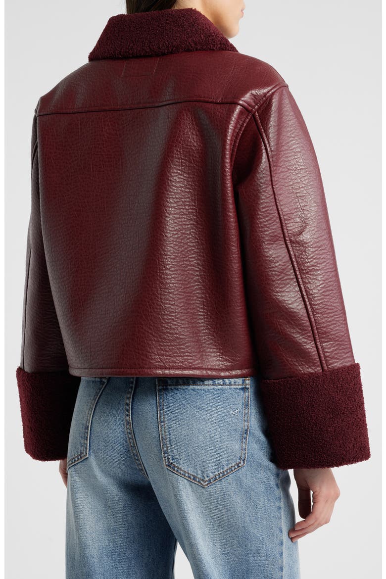 Dria Faux Leather & Faux Shearling Jacket, Alternate, color, MAROON SHEARLING