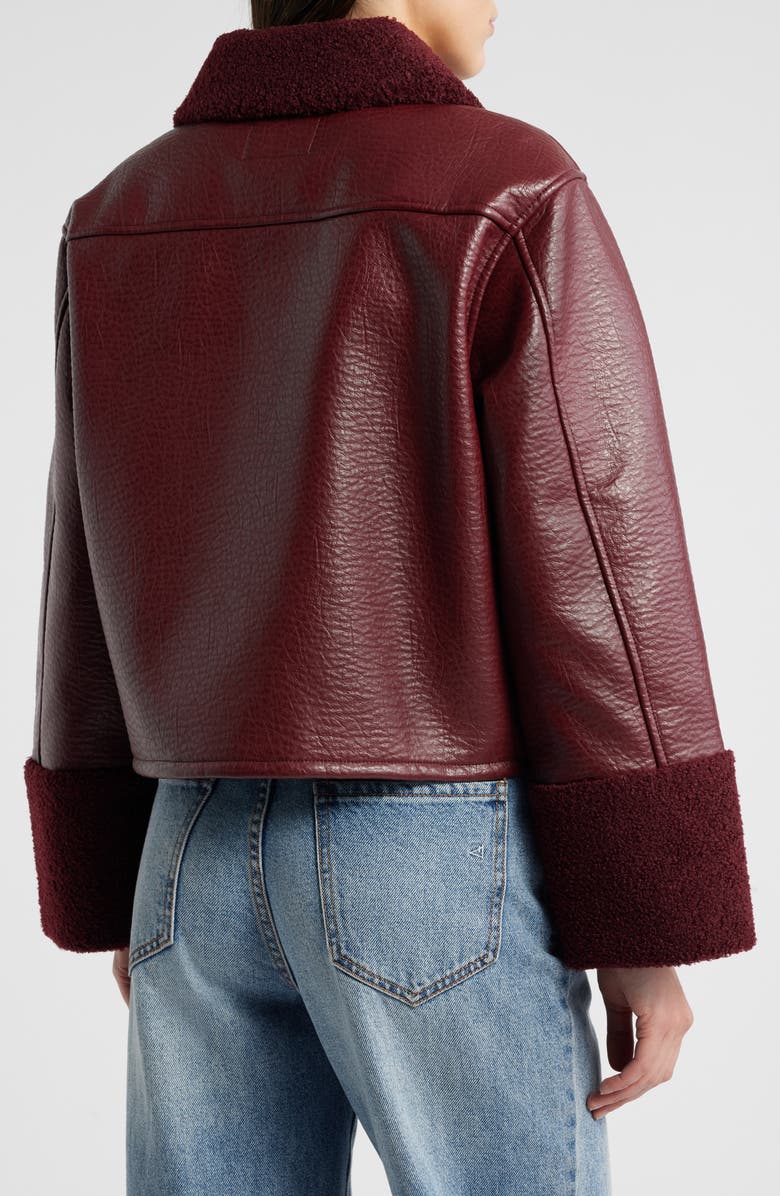 Rails Dria Faux Leather & Faux Shearling Jacket, Alternate, color, Maroon Shearling