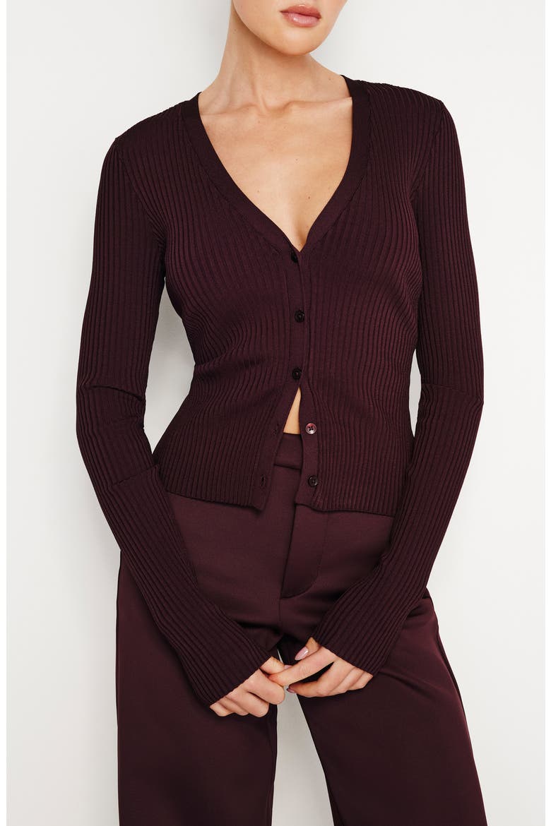 Shine Rib Cardigan, Main, color, MALBEC003
