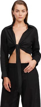 Luma Gottex High Low Collared Front Tie Blouse Cover Up
