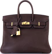 Pre-Owned Hermes Birkin Handbag Brown Barenia Faubourg with Gold Hardware 25