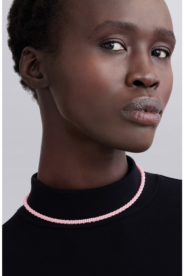 Pink Caviar Ceramic Beaded Necklace, Alternate, color, PINK
