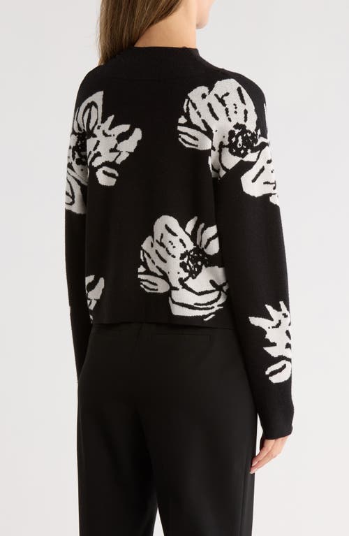 T Tahari Mock Neck Jacquard Sweater In Black