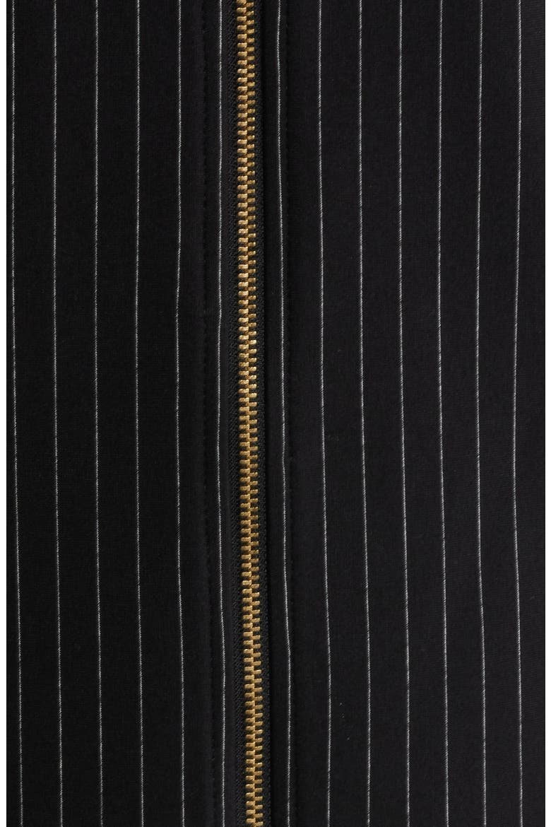 Pinstripe Front Zip Sleeveless Knit Top, Alternate, color, ANNE BLACK/ WHITE DOVE