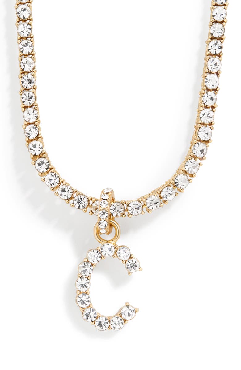 BaubleBar Pavé Initial Collar Necklace, Main, color,
