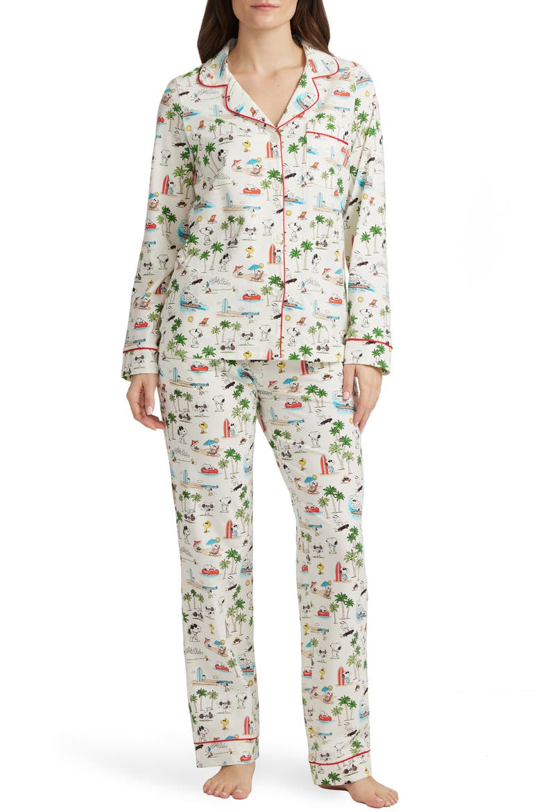 Long Sleeve Print Pajamas, Main, color, SNOOPY VENICE BEACH