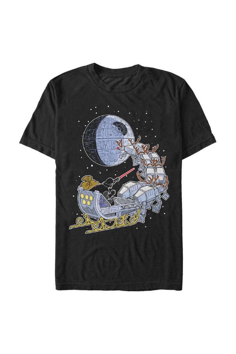 Men's Star Wars Christmas Darth Vader Santa's Sleigh  Graphic T-Shirt, Main, color, Black