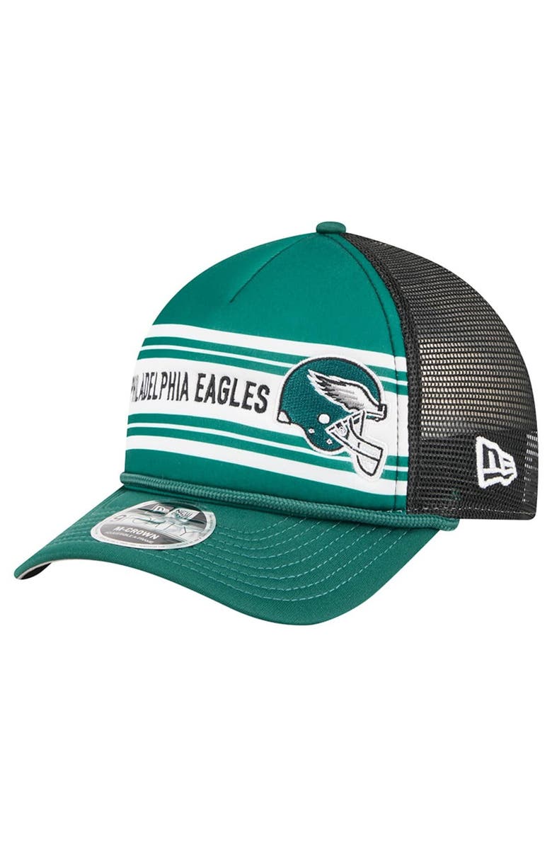 New Era Men's New Era  Green Philadelphia Eagles  Linear A-Frame 9FORTY Adjustable Hat, Main, color, Green