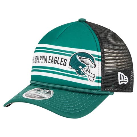 Men's New Era  Green Philadelphia Eagles  Linear A-Frame 9FORTY Adjustable Hat