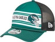 New Era Men's New Era  Green Philadelphia Eagles  Linear A-Frame 9FORTY Adjustable Hat