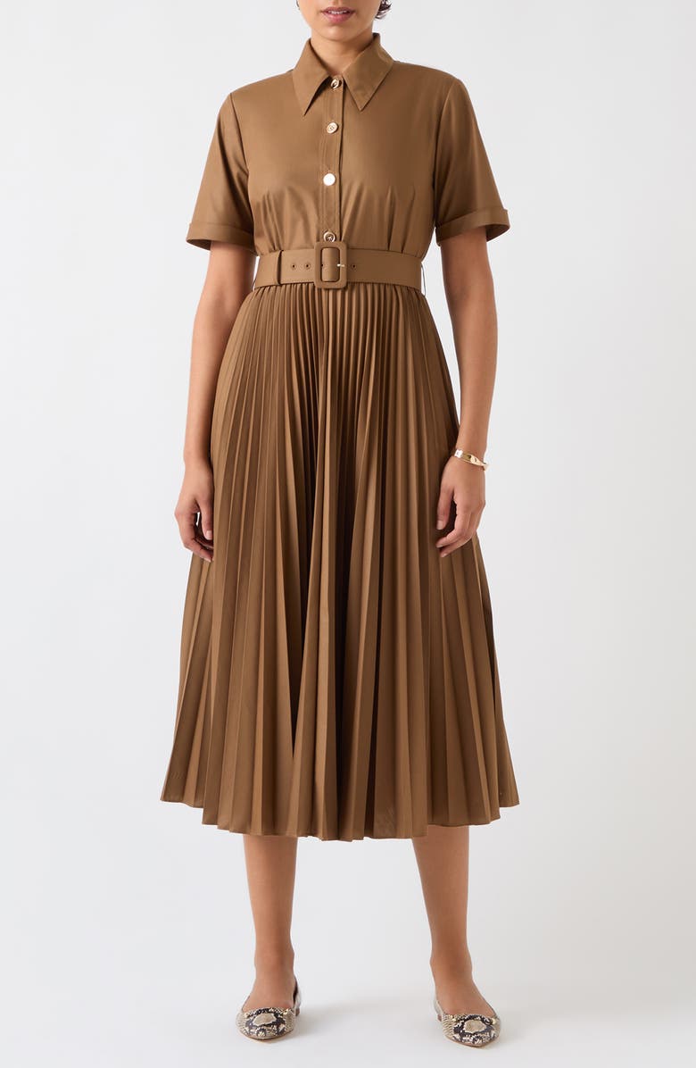LK Bennett Cally Pleated Shirtdress, Main, color, 