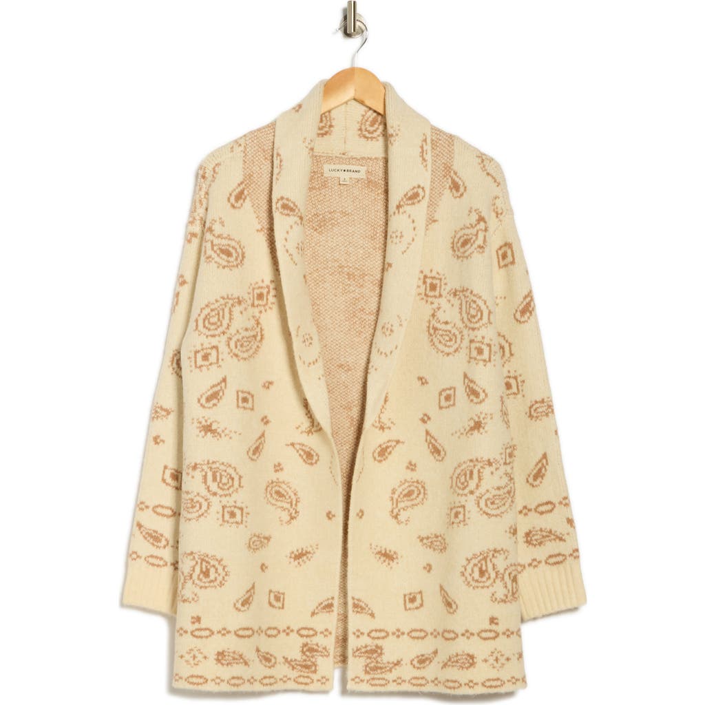 Lucky Brand Paisley Bandana Print Cardigan In Neutral