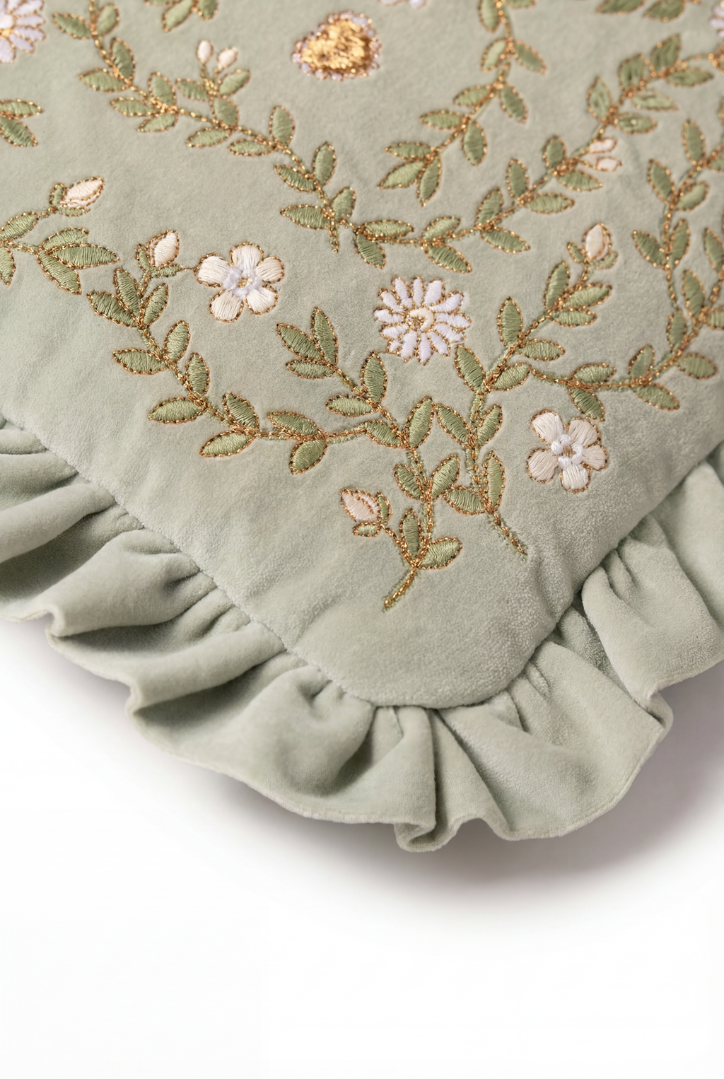 Elizabeth Scarlett Mediterranean Garden Velvet Everyday Pouch, Alternate, color, Sage