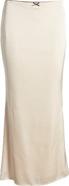 EDIKTED Low Rise Satin Maxi Skirt
