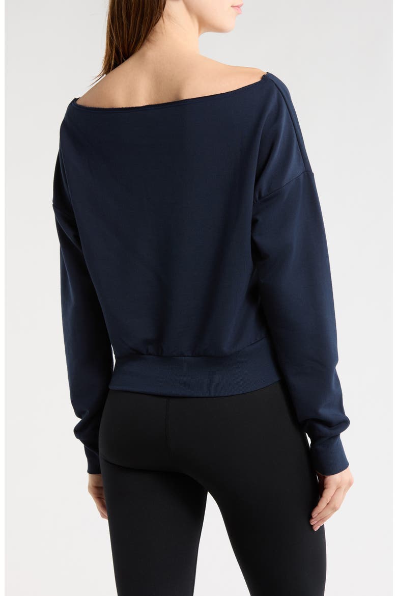 Flashdance Boat Neck Fleece Sweatshirt, Alternate, color, NAVY BLAZER