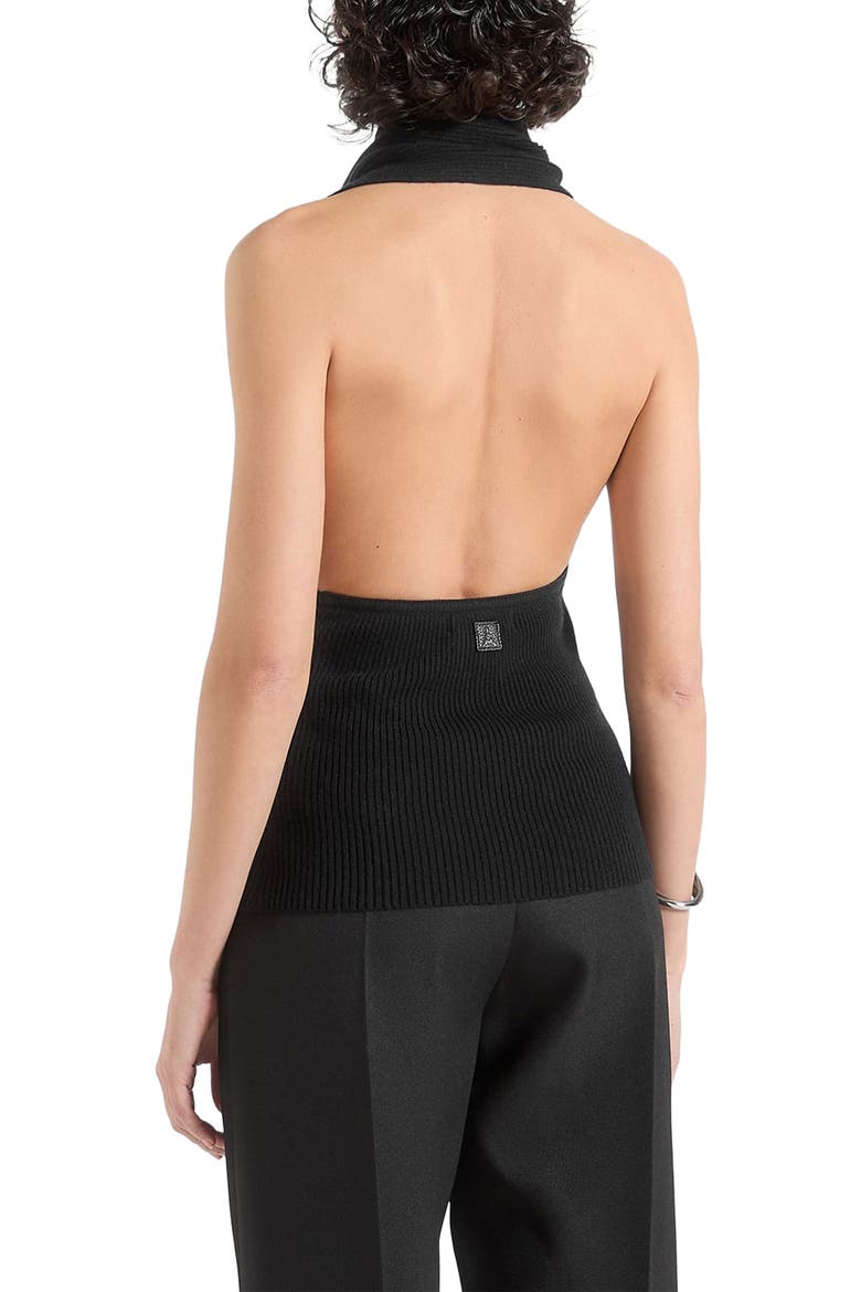 Elodie Knitted Draped Halterneck Top, Alternate, color, Black