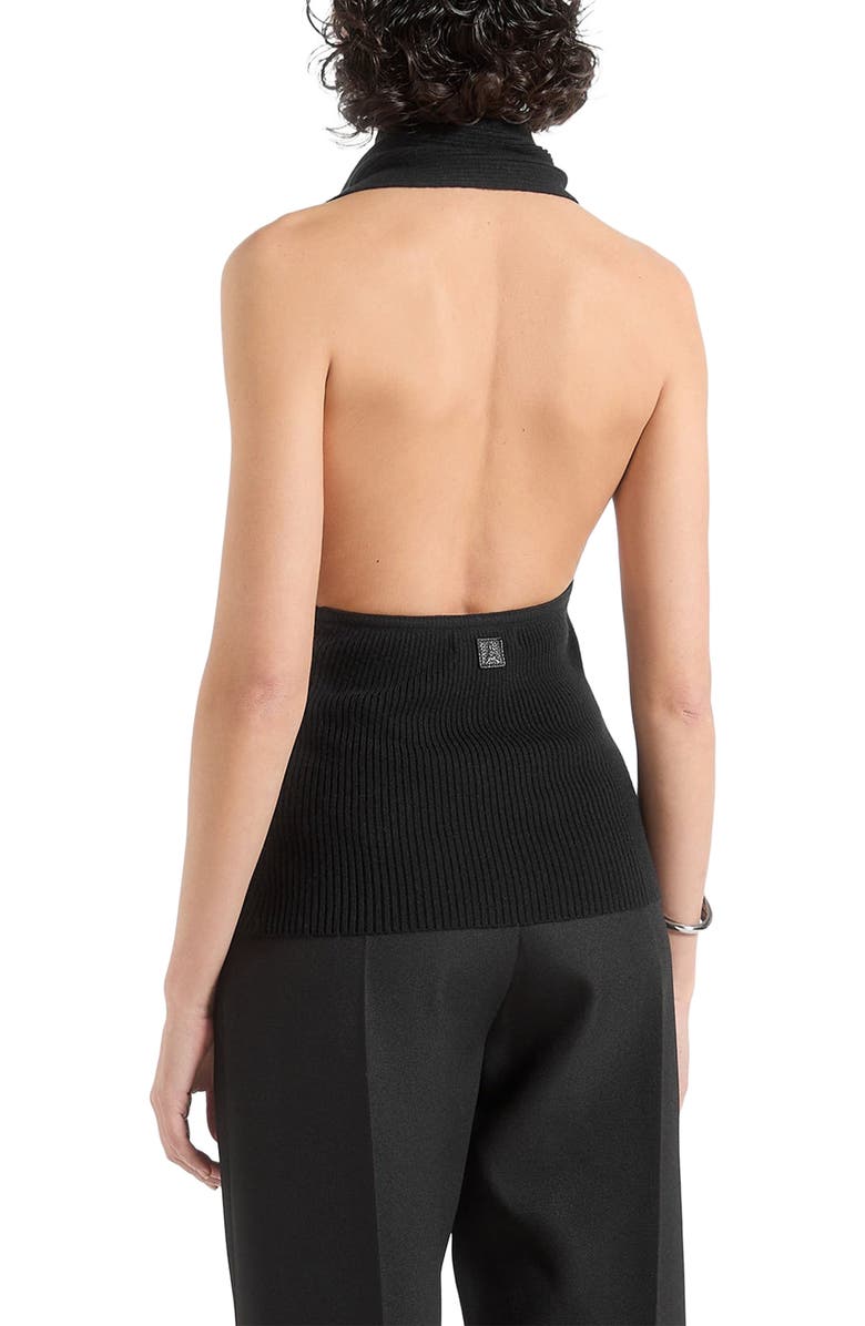 Manière De Voir Elodie Knitted Draped Halterneck Top, Alternate, color, Black