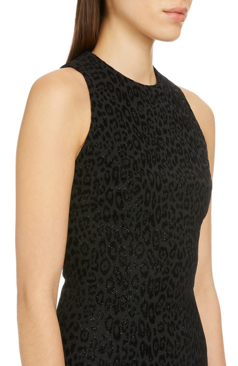 Balmain Metallic Leopard Jacquard Body-Con Minidress, Alternate, color, 