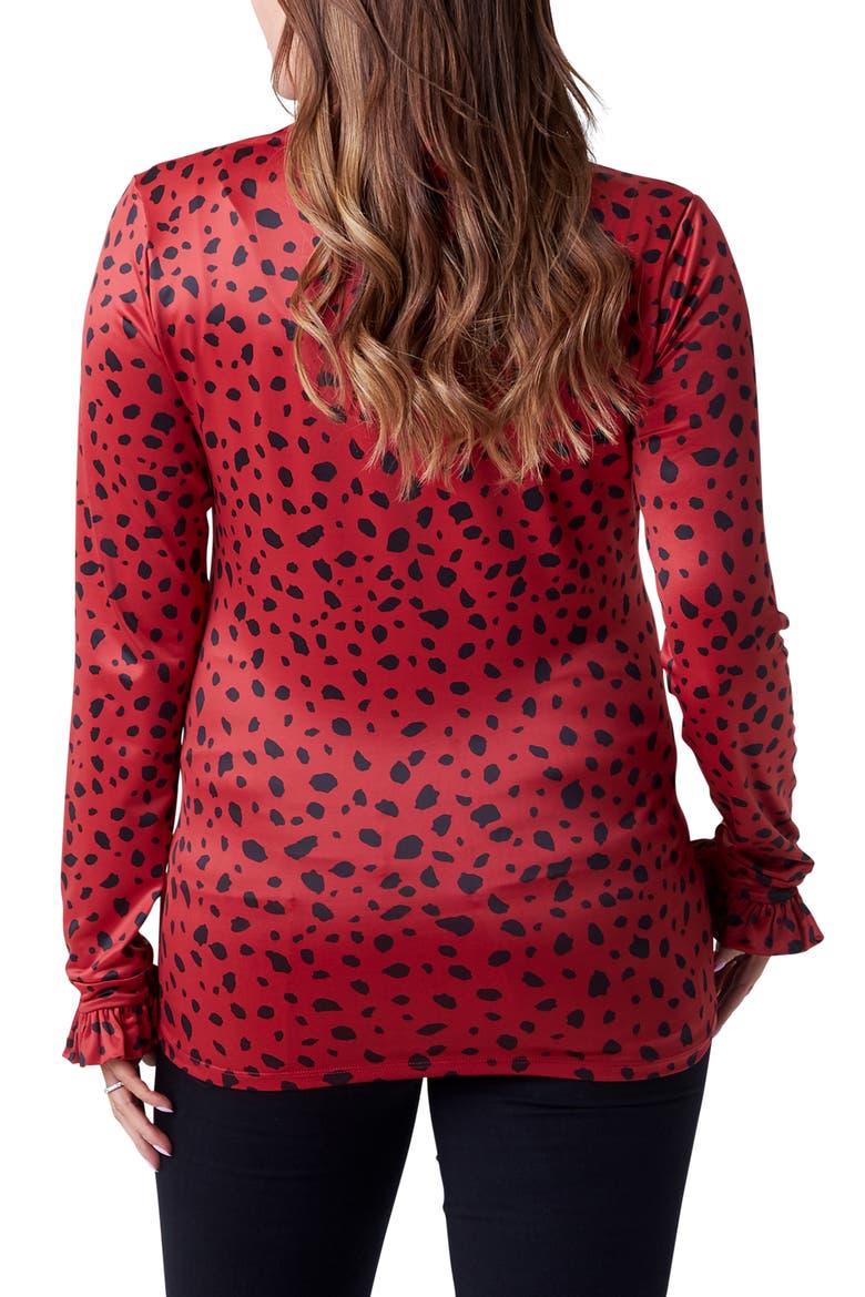 Leni Mock Neck Maternity Top, Alternate, color, RUSSET ABSTRACT DOT