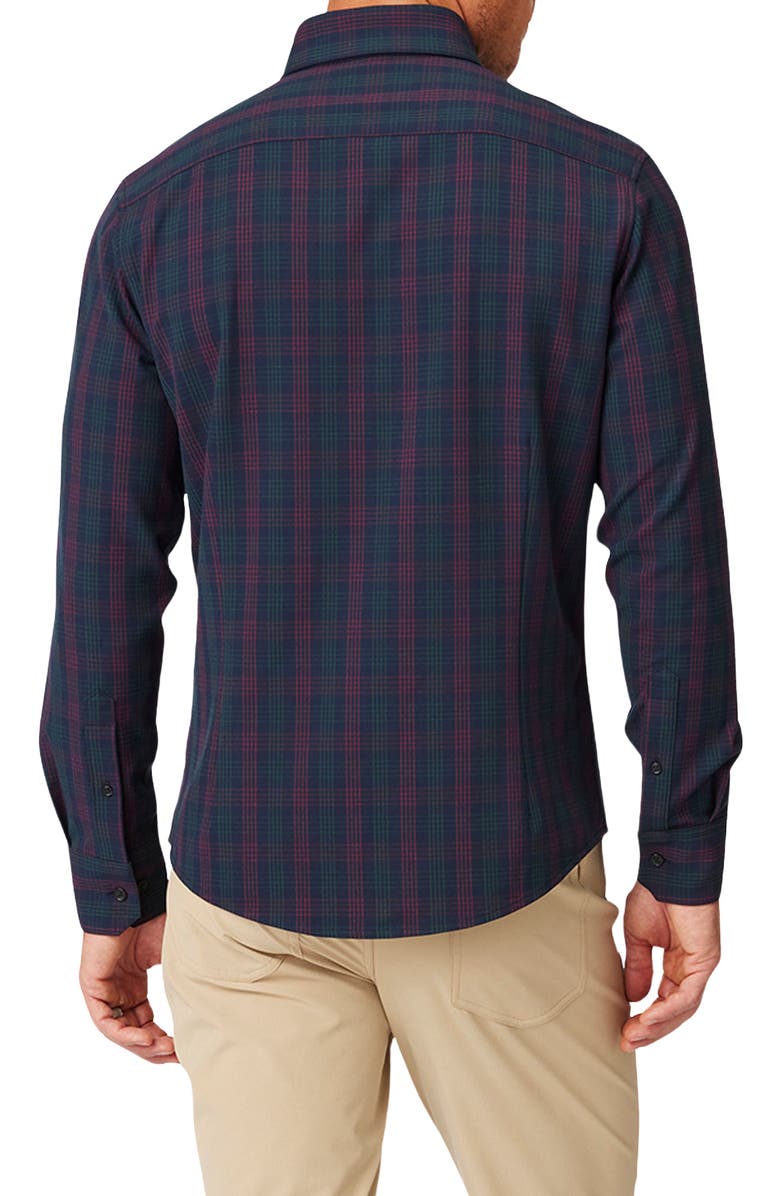 Mizzen+Main City Trim Fit Navy Broadway Plaid Flannel Button-Down Shirt, Alternate, color, 