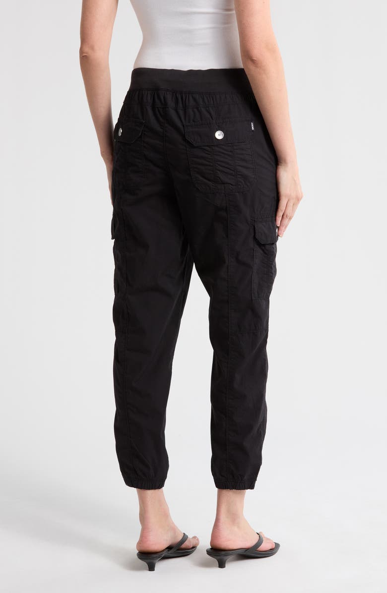 DKNY Ribbed Drawstring Waist Cargo Joggers, Alternate, color, Black