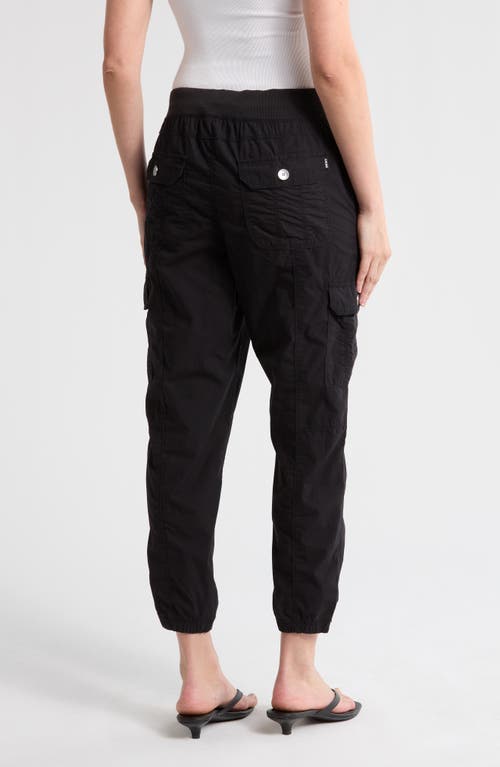 Dkny Ribbed Drawstring Waist Cargo Joggers In Black