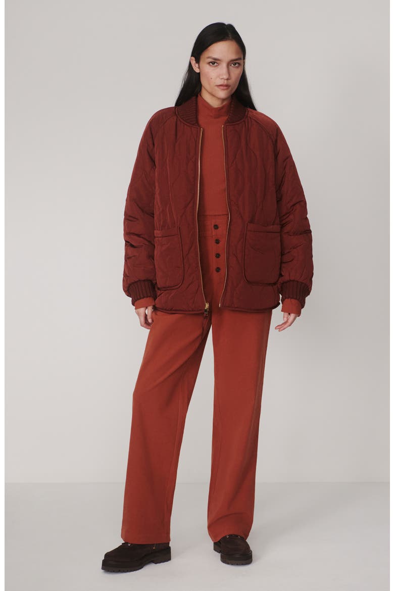 Serina Reversible Quilted Bomber Jacket, Alternate, color, CHERRY MAHOGANY