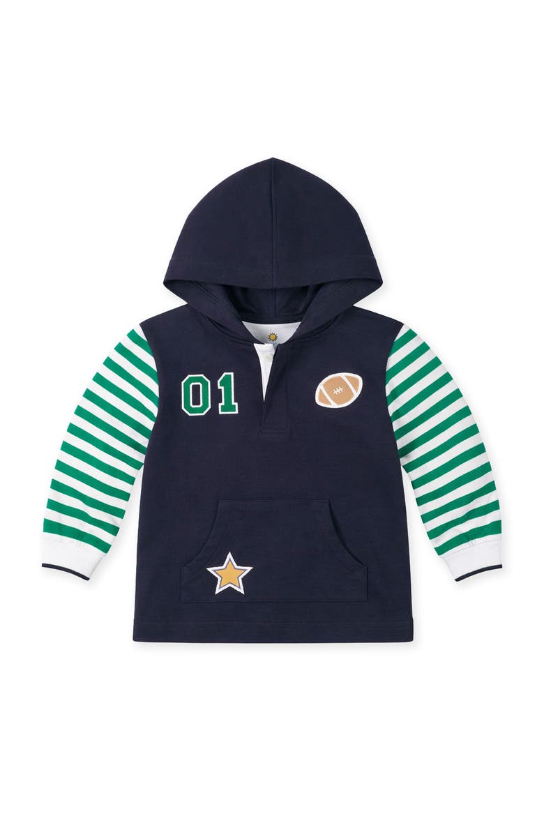 Hooded Knit Shirt With Varsity Football Motifs, Main, color, Navy/Green