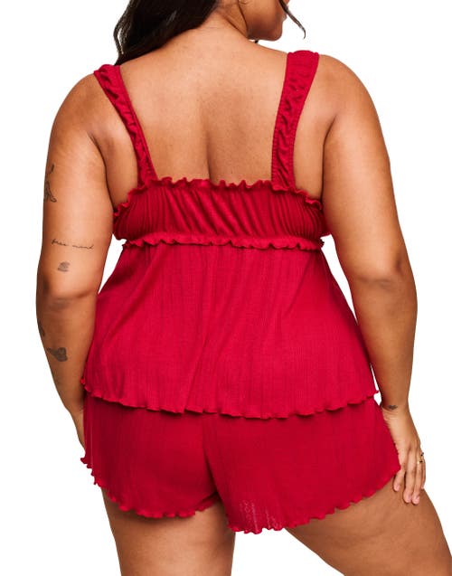 Adore Me Leanore Tank And Shorts Pajamas In Dark Red