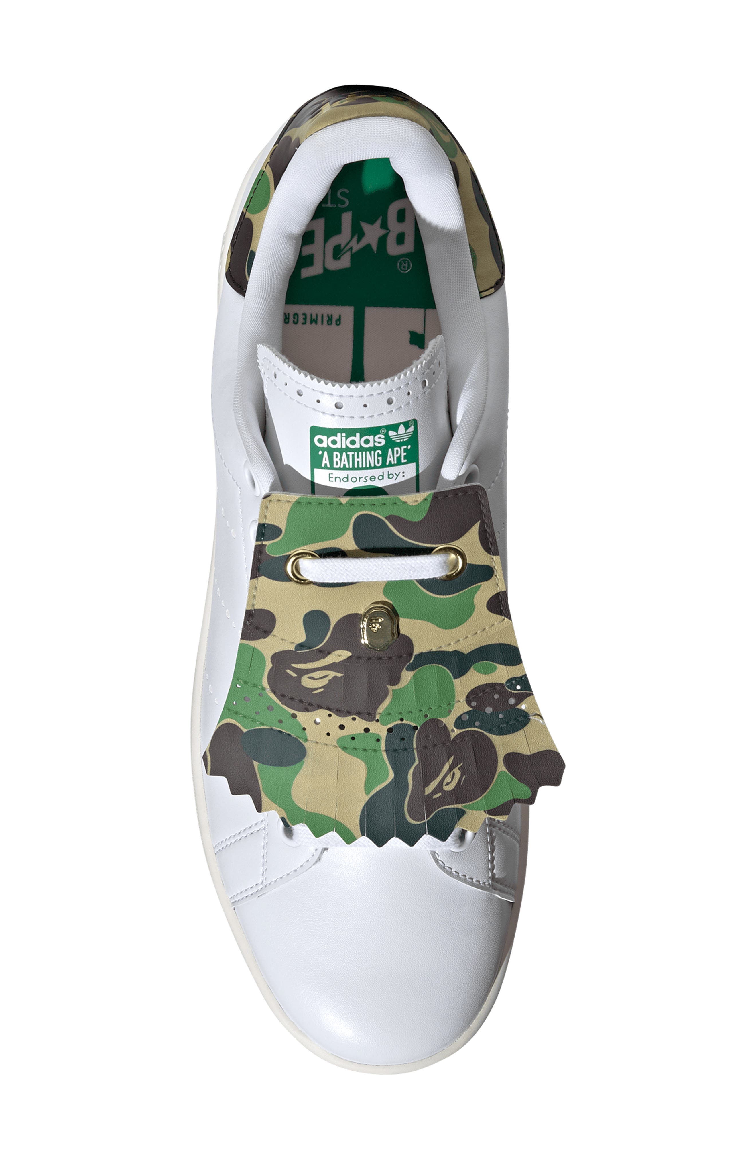 adidas Stan Smith x BAPE Golf Shoe, Alternate, color, White/ White/ Green
