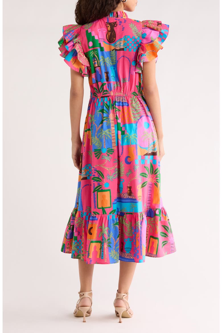 Lanus City Dillan Ruffle Midi Dress, Alternate, color, FUCHSIA-MULTI