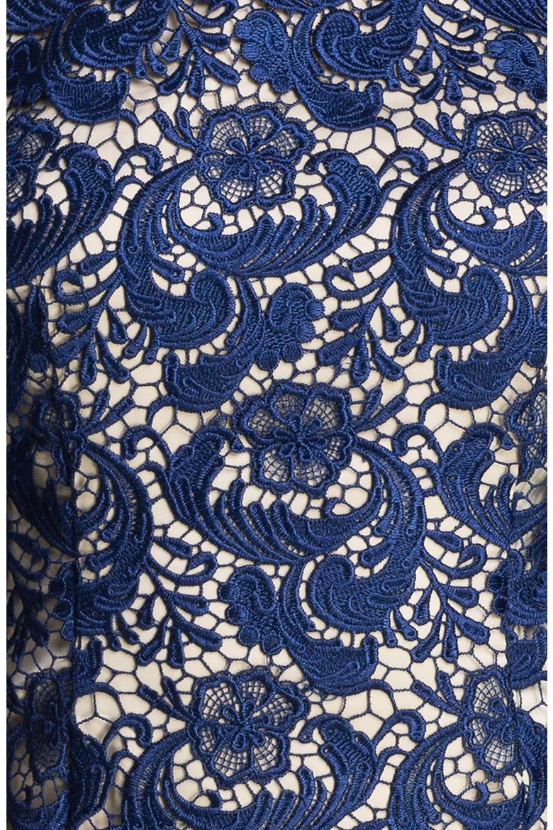 Embroidered Lace Overlay Sheath Dress, Alternate, color, NAVY