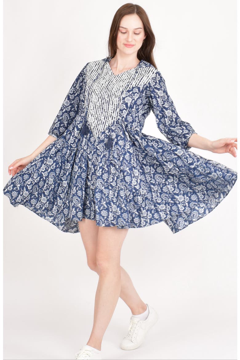 Harper Embroidered Hooded Mini Dress, Alternate, color, Blue