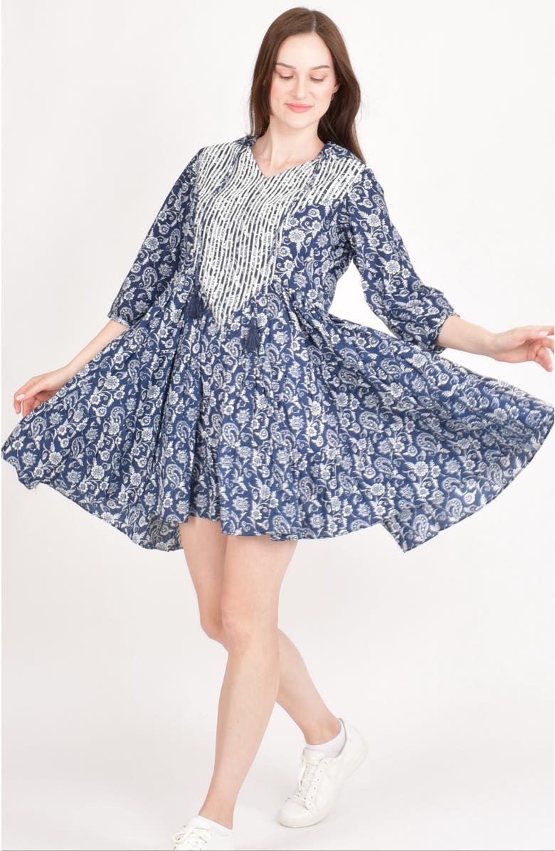 RAAS Harper Embroidered Hooded Mini Dress, Alternate, color, Blue