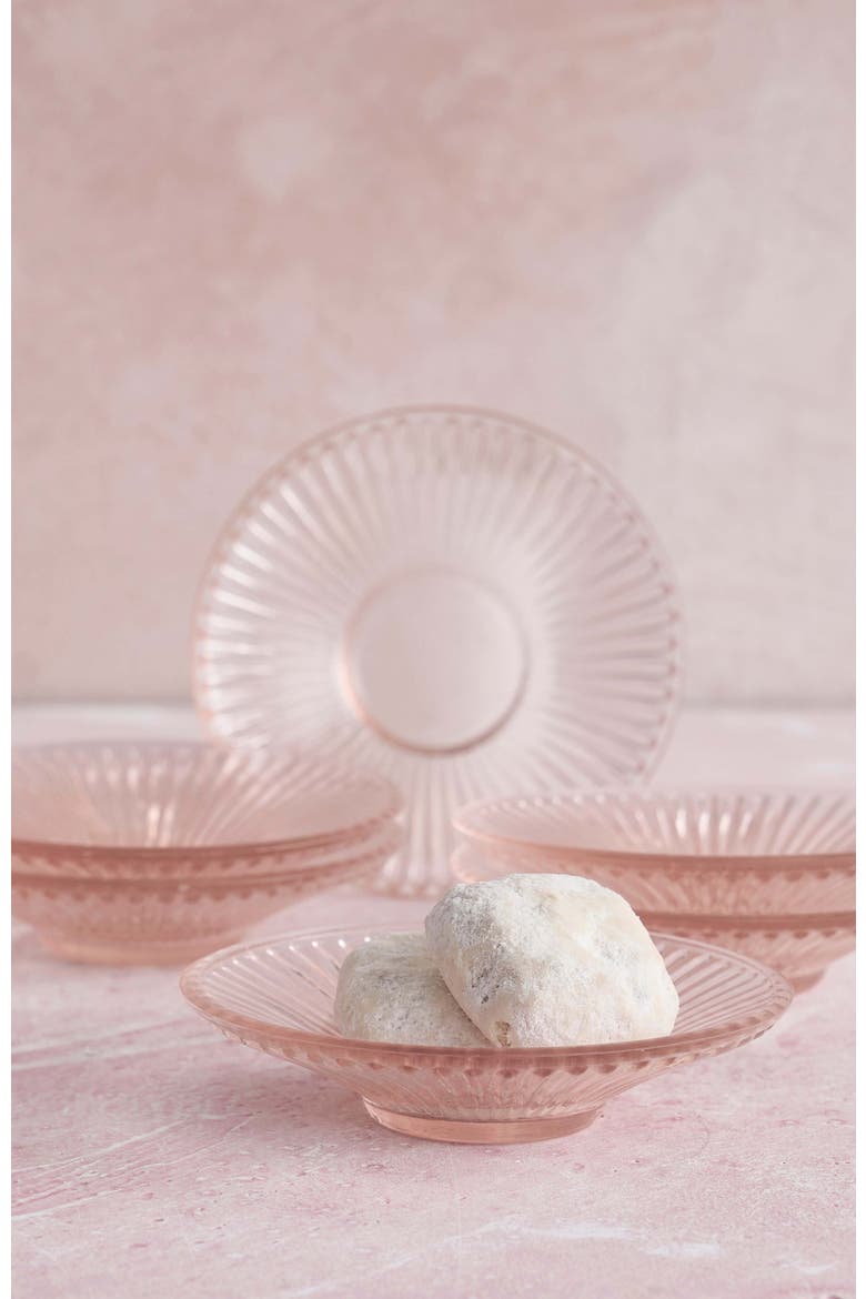 Pressed Pink Glass Small Plates - Set of 6, Main, color, Clear