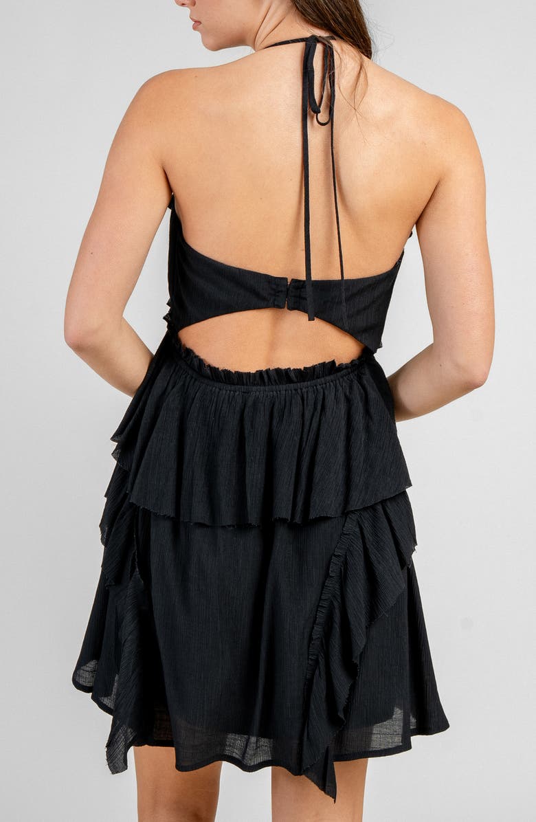 Beivy Gauze Short Dress, Alternate, color, Black