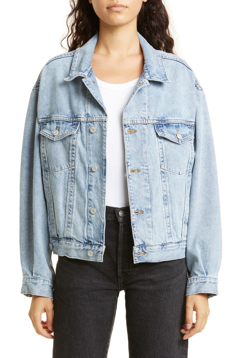 Charli Oversize Denim Jacket, Main, color, VEER