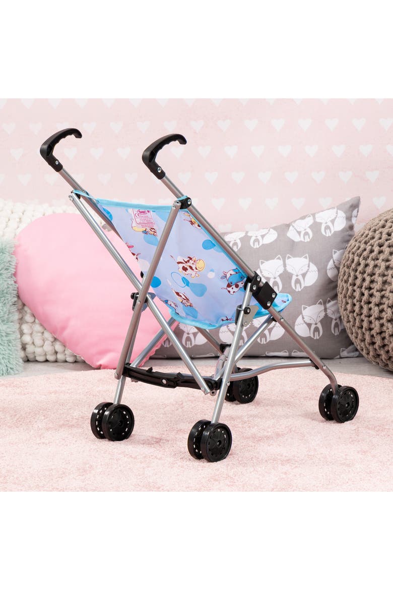 Bayer Buggy Umbrella Stroller - Blue & Cows, Accessory for Dolls Up to 18", Foldable, Playful Design, Seat Belt, Kids Toy, Ages 3+, Alternate, color, Multicolored
