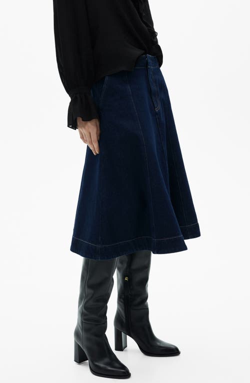 Mango Flared Denim Skirt In Open Blue